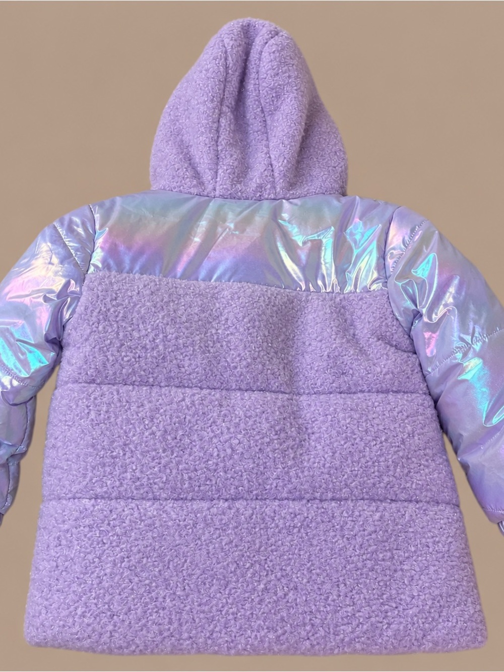 NWT Cat & Jack Girls Lavender Iridescent Sherpa Puffer Jacket Size M 8